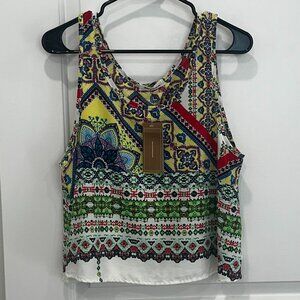 NWT- Million Bullpup Yellow/Multi printed tank (L)